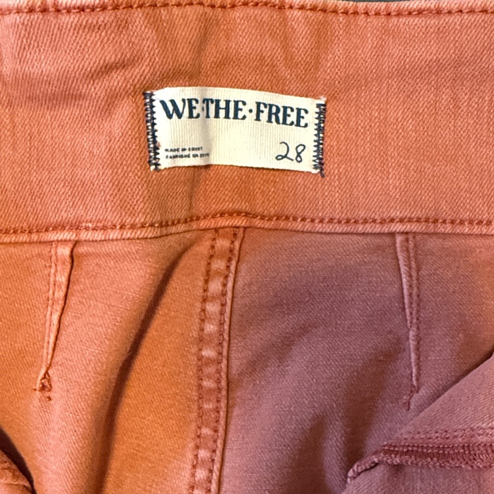 Free People Women's Flare Jeans in Coral - Picture 3 of 5